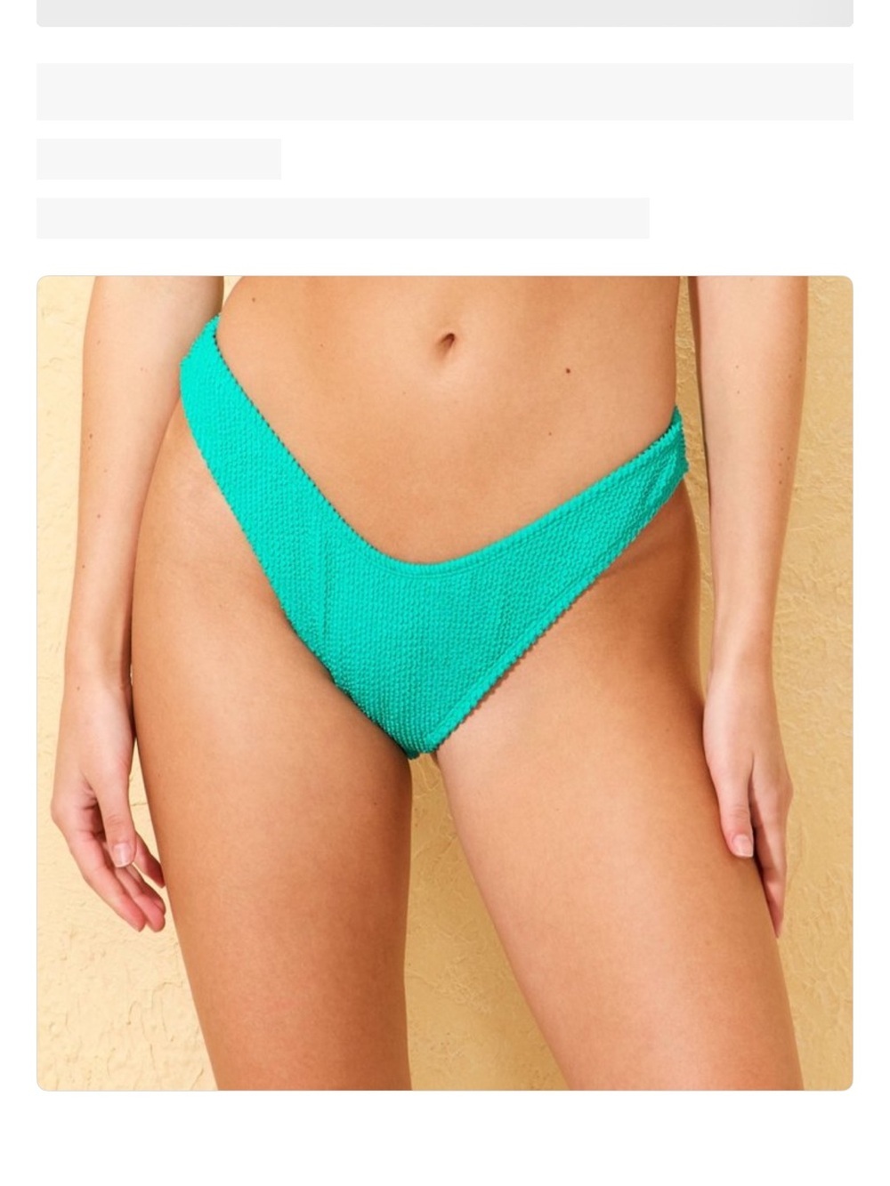 Shade & Shore Pucker Textured High
Leg Bikini Bottom Emerald Green Cheeky
